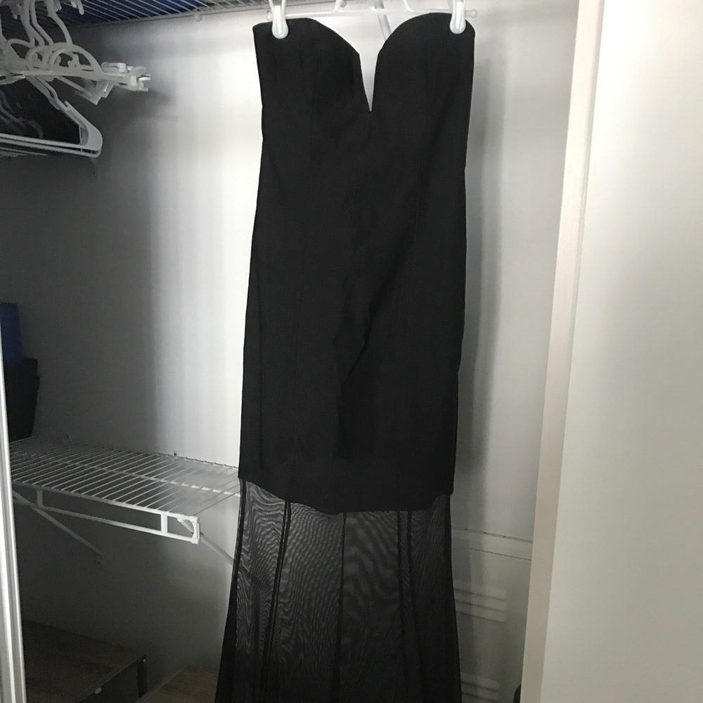 Black Strapless V Corseted Maxi Dress